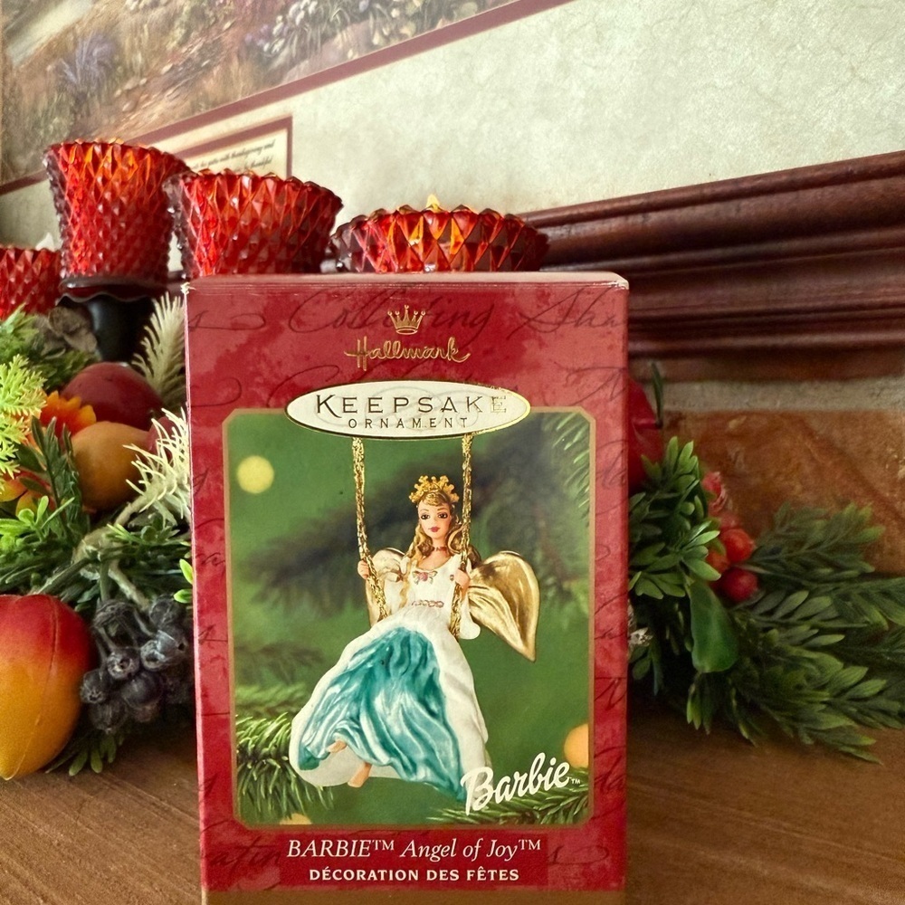 Vintage 1999 Hallmark Keepsake Ornament - Barbie Angel of Joy in Red and Gold